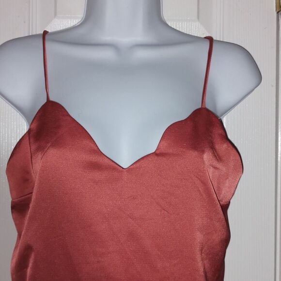 Monteau Los Angles Rust color  silky look spagetti strap blouse  Sz S - Picture 2 of 5
